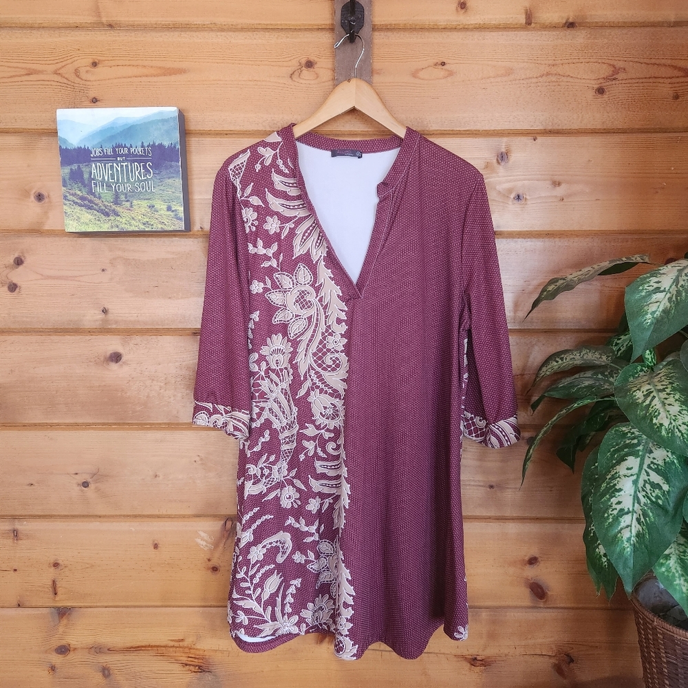 Azalea 💜 By Firmiana‎ Tunic Mini Dress Polka Dot Baroque Tapestry Shift Plus 2X